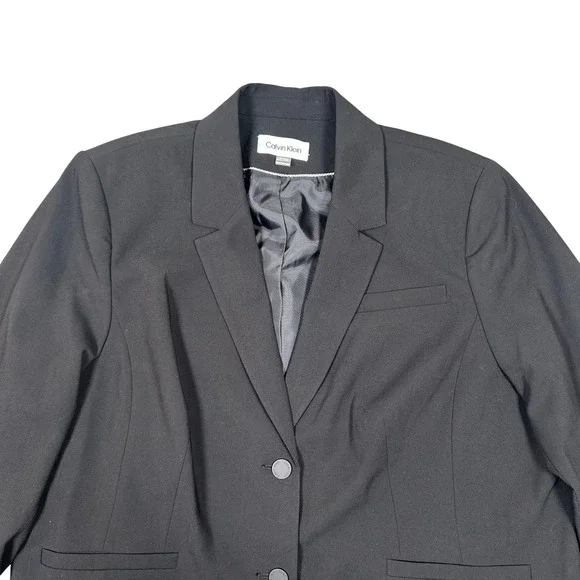 Calvin Klein Womens Black Button Professional Suit Blazer Jacket Plus 24W NWT - Picture 3 of 12